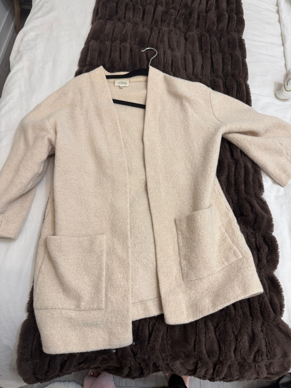 Wool Wilfred Cream Open Front Cozy Cardigan